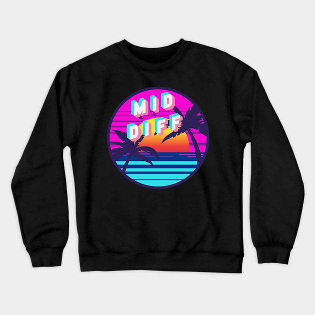 Mid Diff Retrowave Crewneck Sweatshirt by MimicGaming